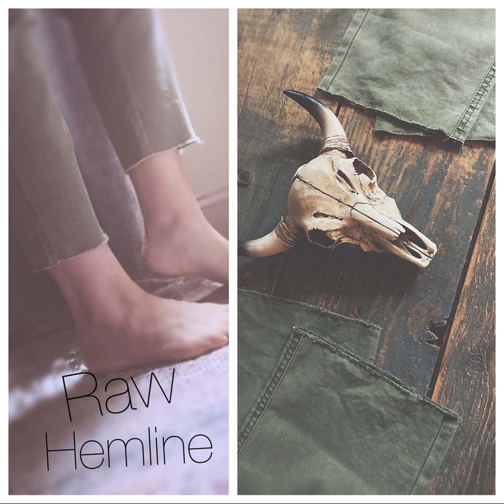 Caro Pants Army Green Raw Hem - Picture 8 of 16